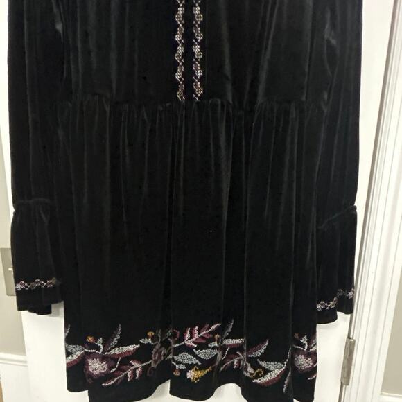 Style & Co Black Velvet Embroidered Baby Doll Top Boho Whimsigoth 3X New - Picture 5 of 15